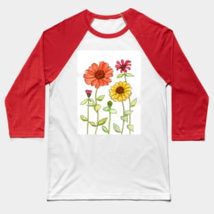 Bright Red, Orange and Yellow Zinnias Baseball T-Shirt